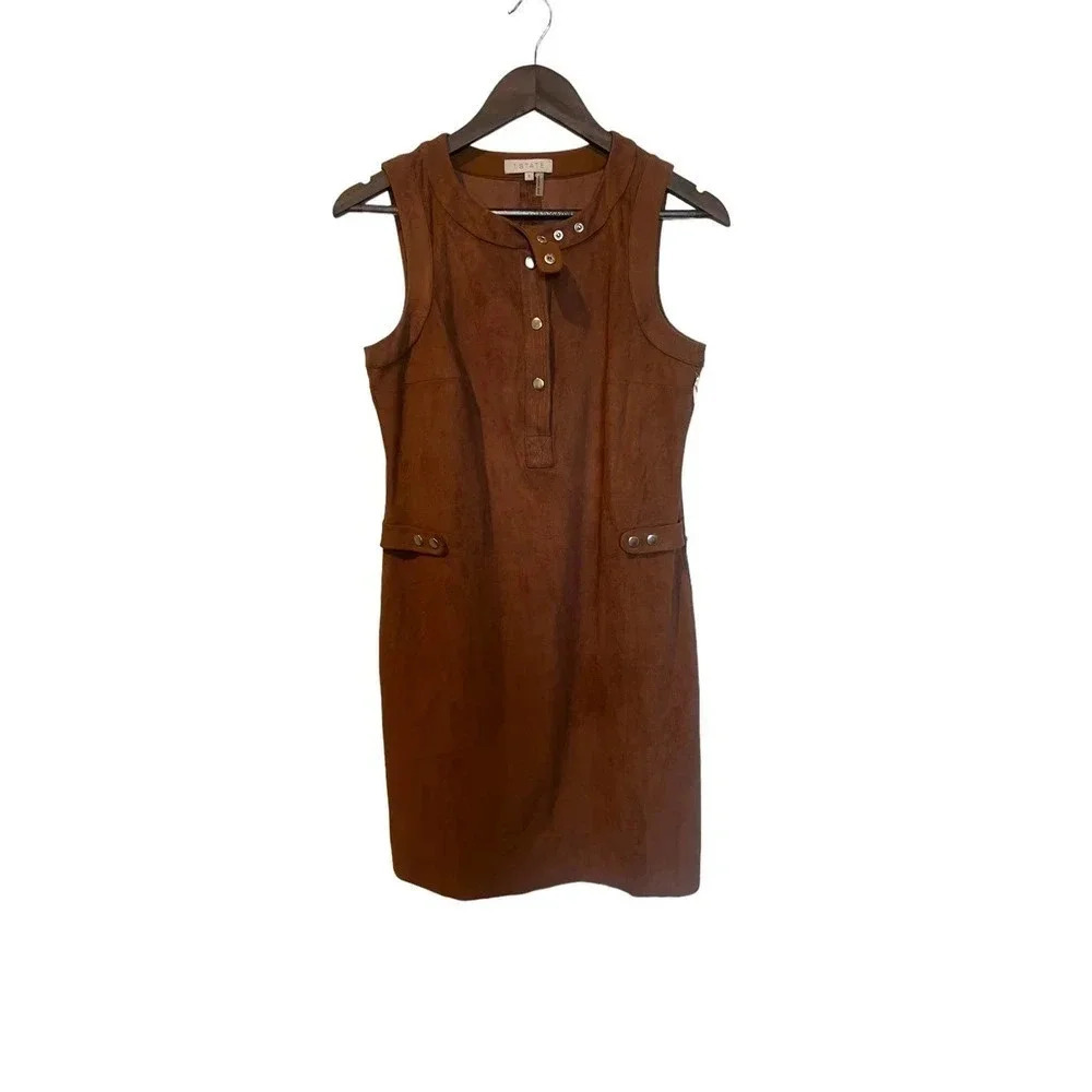Nordstrom 1 State Faux Suede Brown Dress‎ Womens Sz Small